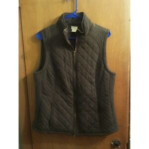 Woman's Olive Green Sleeveless Quilted Full Zip Up Vest Size Large Aspen Is The